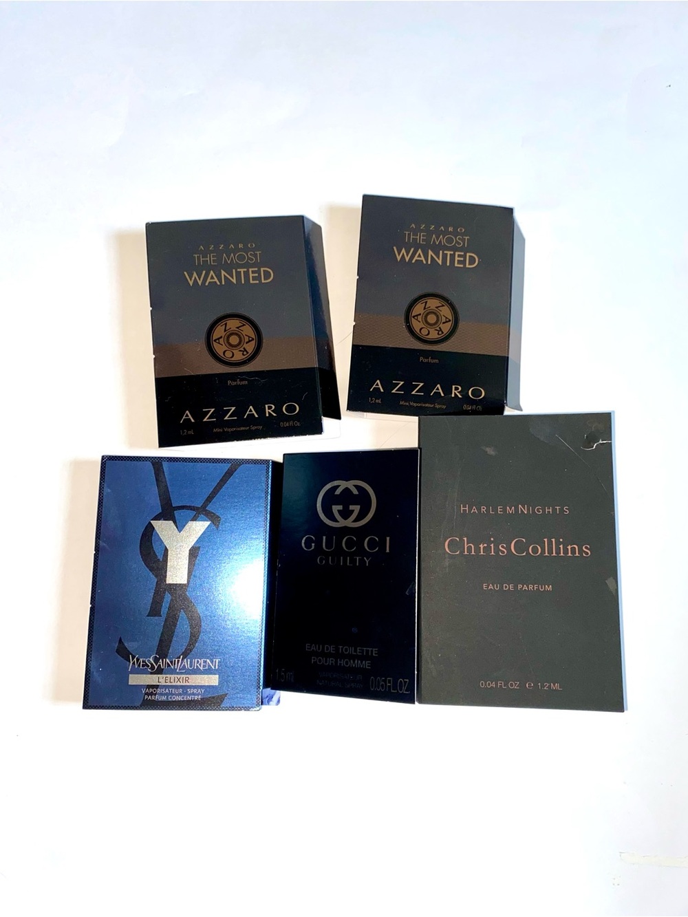 5 PC Men’s Samples: Gucci Guilty, YSL l’elixir, Chris Collin’s, 2 Azzaro